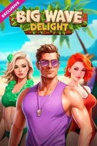 1718366458227_400x600bigwavImmagine "Big Wave Delight" – Slot di gioco "Big Wave Delight" con tre personaggi in costume da bagno su una spiaggia soleggiataedelightexcl