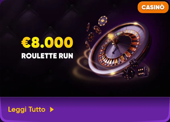 Immagine "Roulette Run" – Immagine che promuove la roulette con un premio in denaro di 8.000€