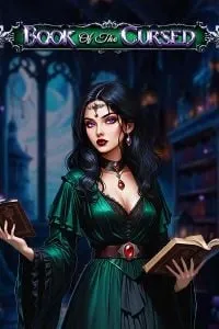 Immagine "Book of the Cursed" – Slot di gioco "Book of the Cursed" con una strega misteriosa in un'ambientazione oscura.